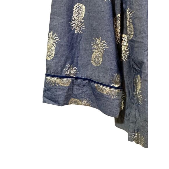 Victoria's Secret Women Large Blue Pineapple Print Button Up Lounge Pajama Shirt - Picture 9 of 13